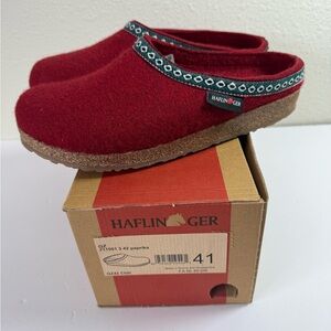 NEW Haflinger GZ Chili Wool Felt Clogs Paprika Red Cork Footbed EU 41 NIB